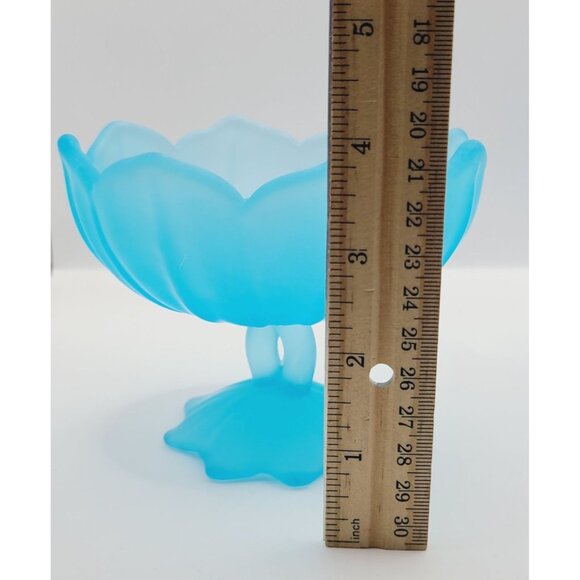 Westmoreland Lotus Blue Satin Mist Set of 2 Candle Holders Vintage Lovecore - Picture 10 of 12